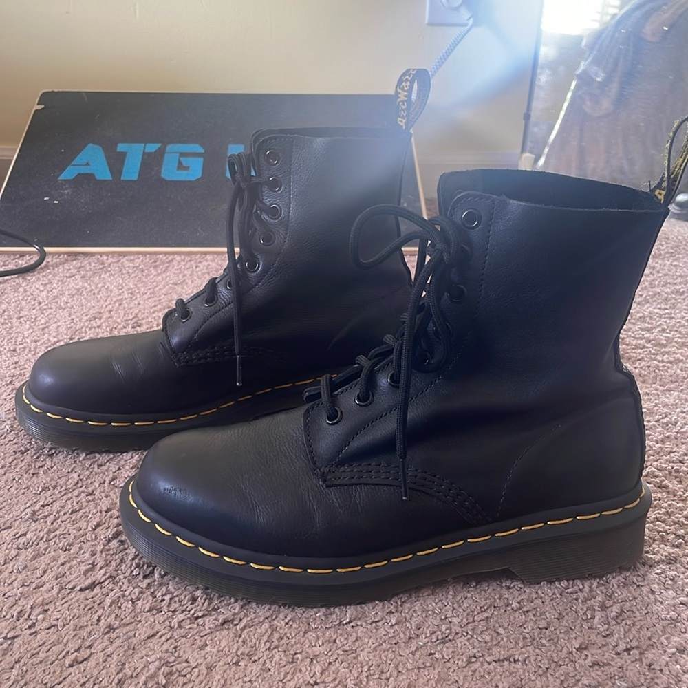 Black Doc Marten Combat Boots Leather